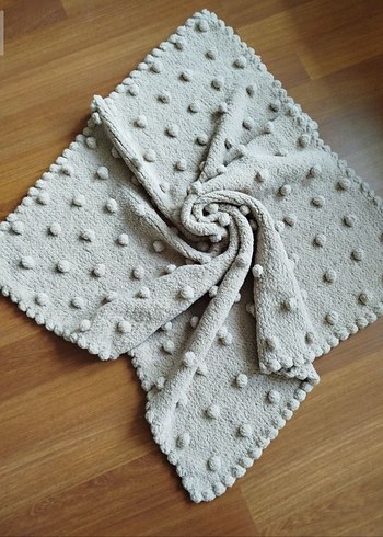 sütlü kahve renginde Örgü bebek battaniyesi - Görsel 2