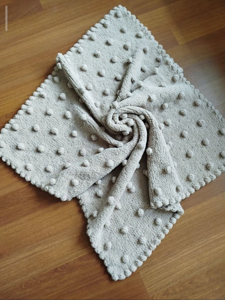 sütlü kahve renginde Örgü bebek battaniyesi - Görsel 2