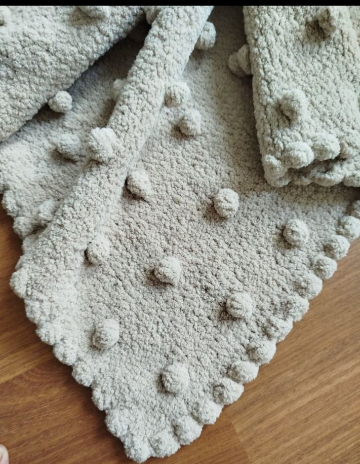 sütlü kahve renginde Örgü bebek battaniyesi - Görsel 3