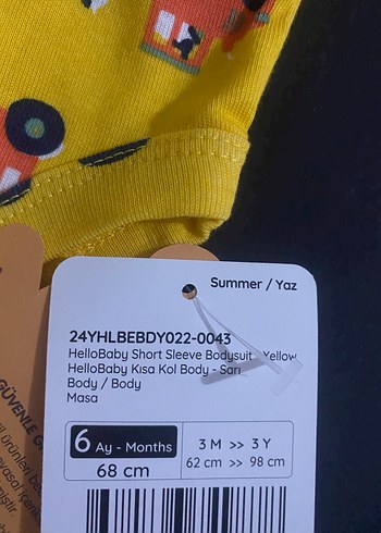 Sarı Baskılı Bebek Kısa Kollu Body - Görsel 2