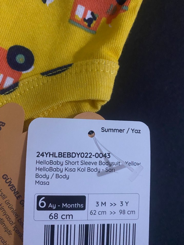 Sarı Baskılı Bebek Kısa Kollu Body - Görsel 2