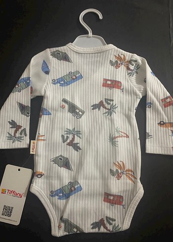 Beyaz Baskılı Pamuklu Uzun Kollu Bebek Body - Görsel 2