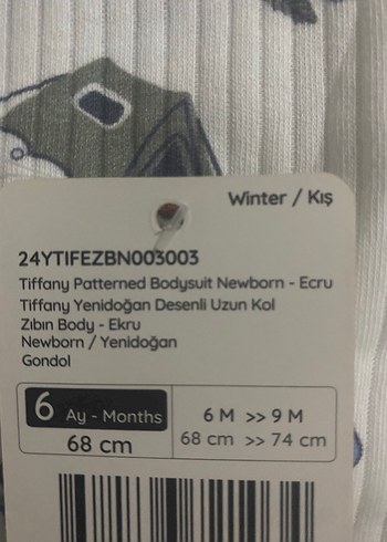 Beyaz Baskılı Pamuklu Uzun Kollu Bebek Body - Görsel 3