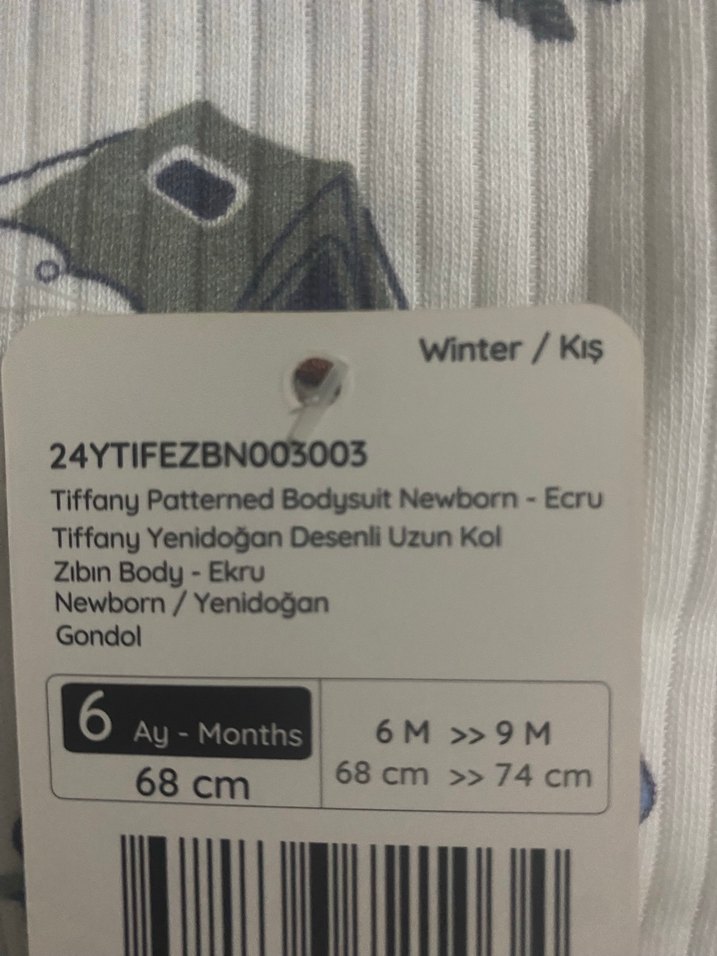 Beyaz Baskılı Pamuklu Uzun Kollu Bebek Body - Görsel 3