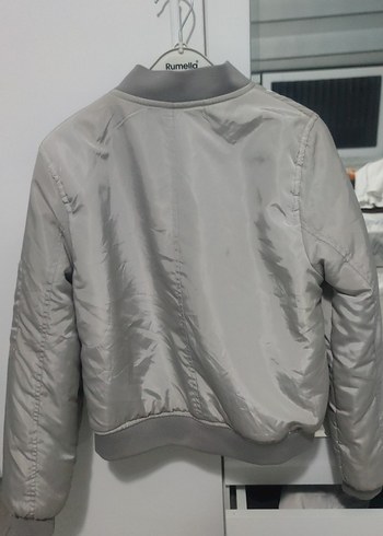 Gri Fermuarlı Kadın Sokak Stili Ceket - Görsel 3