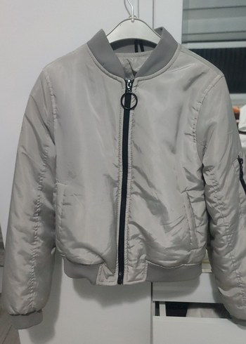 Gri Fermuarlı Kadın Sokak Stili Ceket - Görsel 2