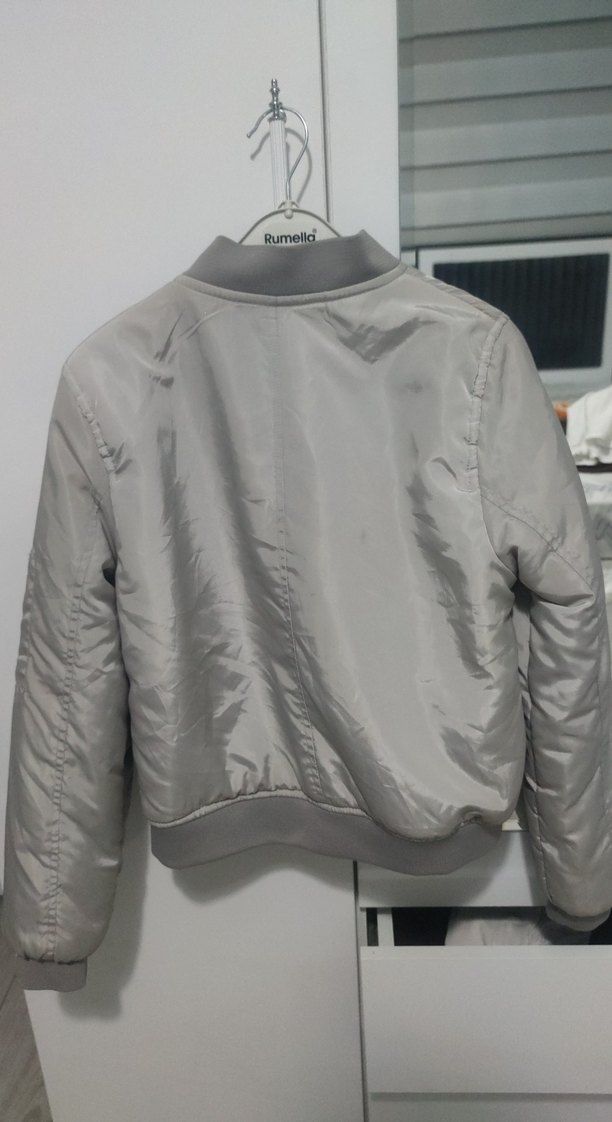 Gri Fermuarlı Kadın Sokak Stili Ceket - Görsel 3