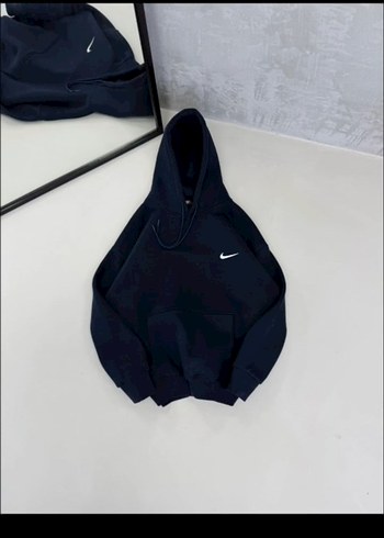 Erkek Kapüşonlu Baskılı Mavi Sweatshirt - Görsel 2