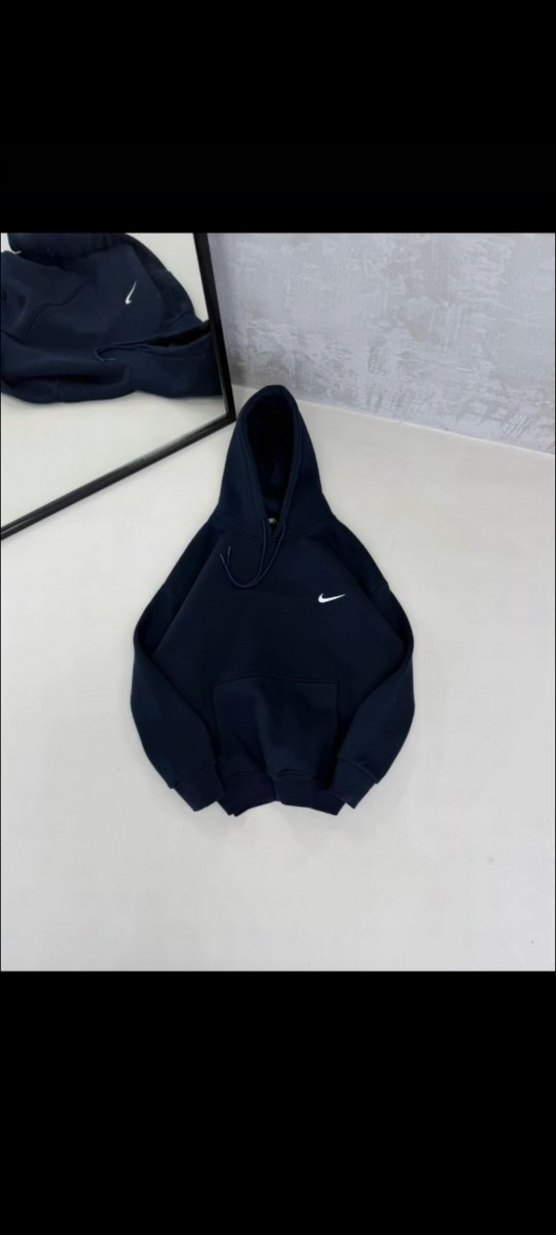 Erkek Kapüşonlu Baskılı Mavi Sweatshirt - Görsel 2