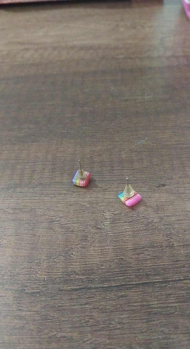 Renkli Çizgili Mini Boncuklu Küpeler - Görsel 2