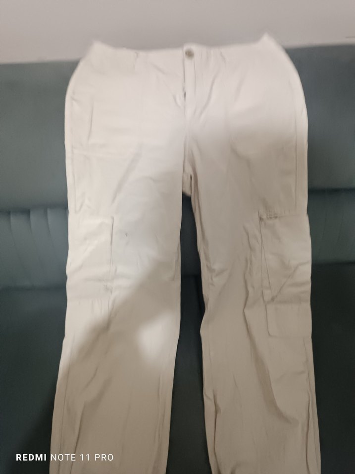 Bej Düğmeli Mini Pamuklu Kadın Pantolon - Görsel 2