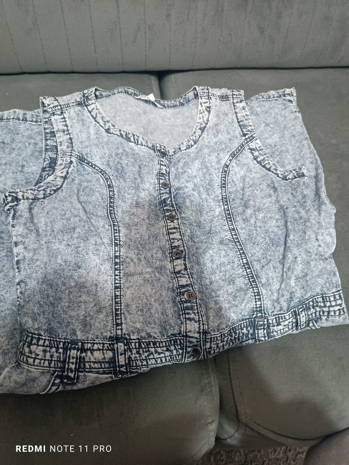 Kız Çocuk Gri Denim Düğmeli Tulum - Görsel 3