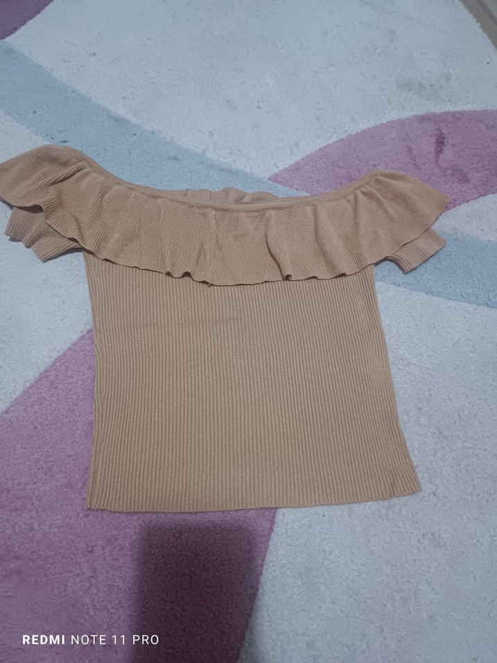 Kadın Bej Mini Fırfırlı Bluz - Görsel 2