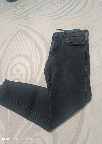 Gri Kadın Normal Kesim Esnek Denim Pantolon - Görsel 3