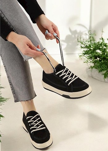 Siyah Platform Tabanlı Kadın Spor Ayakkabı - Görsel 2