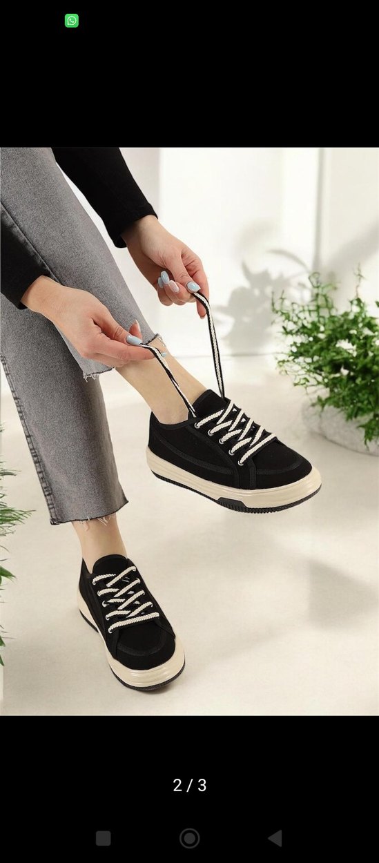 Siyah Platform Tabanlı Kadın Spor Ayakkabı - Görsel 2