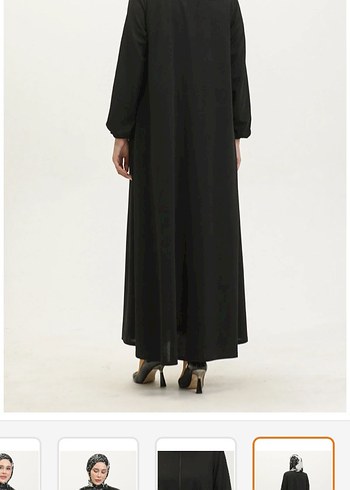 Siyah Yüksek Yakalı Uzun Salaş Elbise - Görsel 6