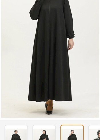 Siyah Yüksek Yakalı Uzun Salaş Elbise - Görsel 3