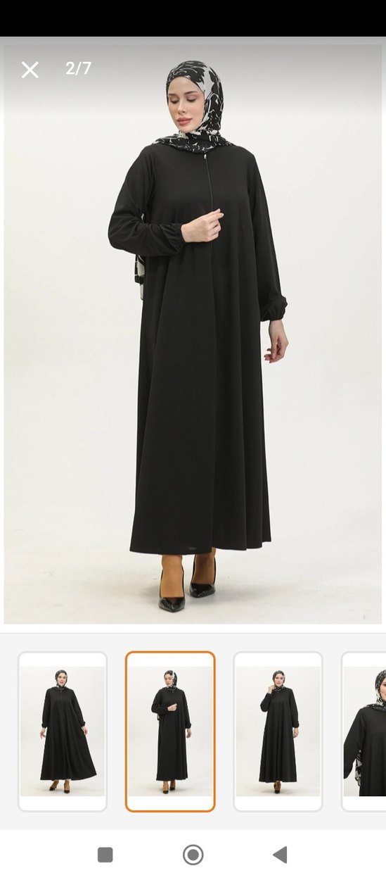 Siyah Yüksek Yakalı Uzun Salaş Elbise - Görsel 2