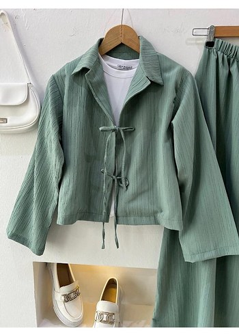 Yeşil Kadın Uzun Keten Etek - Görsel 2