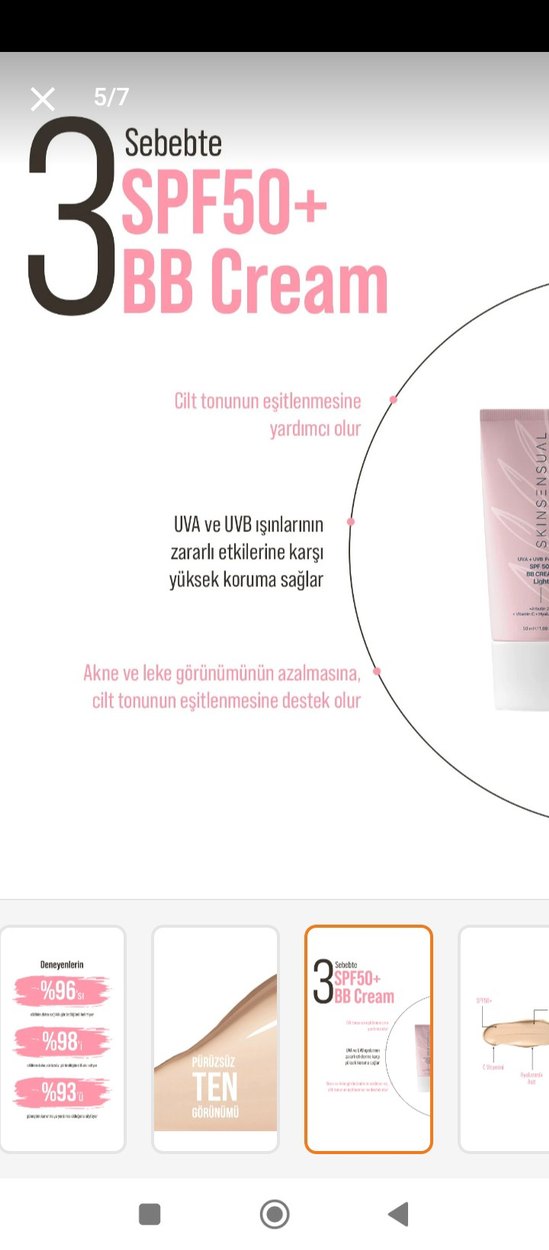 Skinsensual SPF50+ BB Krem Light 50ml - Görsel 4