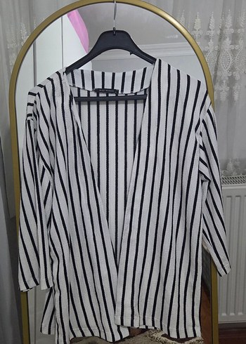 Uzun Çizgili kadın 2 li takım Pantolon ve hırka - Görsel 3