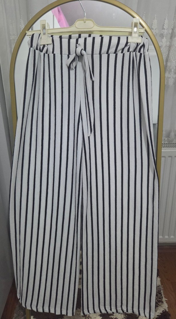 Uzun Çizgili kadın 2 li takım Pantolon ve hırka - Görsel 4