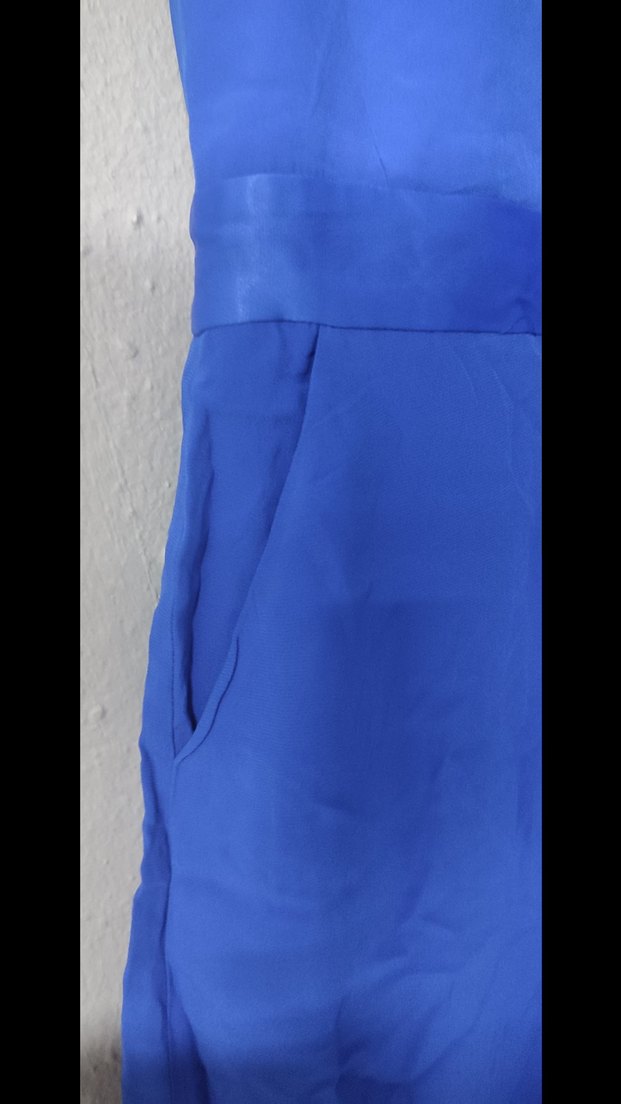 Mavi Kısa Kollu Fırfırlı Kadın Tulum - Görsel 3