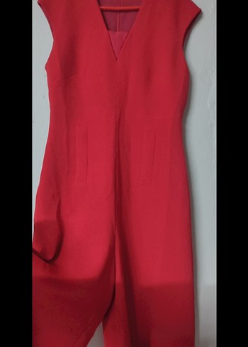 Kırmızı Kadın Tulum - Görsel 2