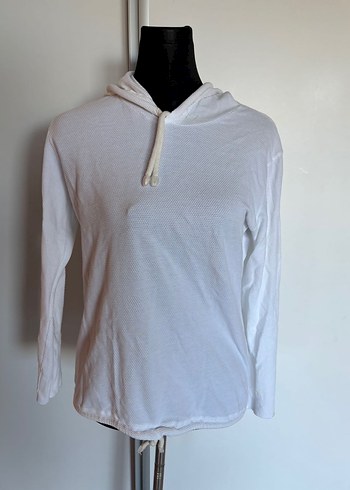 Kadın Beyaz Uzun Kollu Basic Sweatshirt - Görsel 3