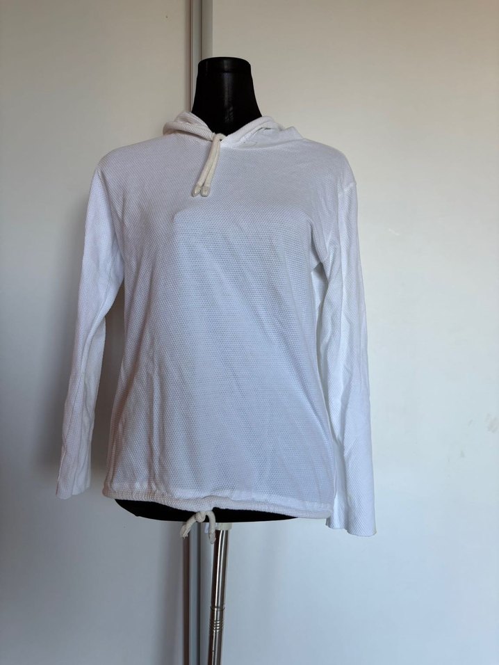 Kadın Beyaz Uzun Kollu Basic Sweatshirt - Görsel 2