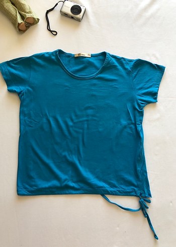 Yandan Bağcıklı Mavi Tişört - Görsel 2