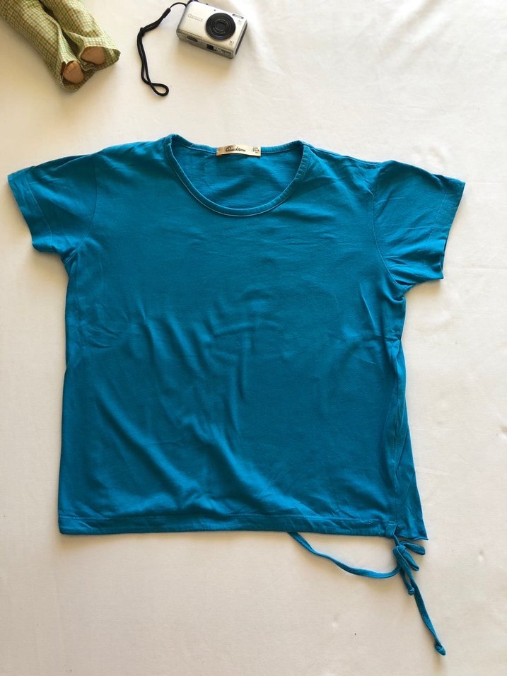 Yandan Bağcıklı Mavi Tişört - Görsel 2