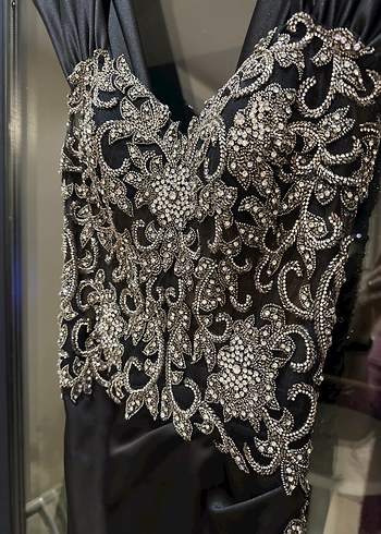 Siyah Uzun Abiye Elbise - Görsel 8