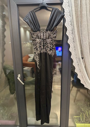 Siyah Uzun Abiye Elbise - Görsel 5