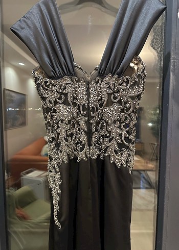 Siyah Uzun Abiye Elbise - Görsel 6