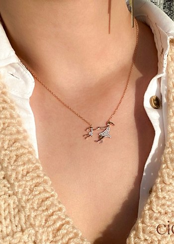 Anne - bebek tasarım 925 ayar gümüş kolye - Görsel 3