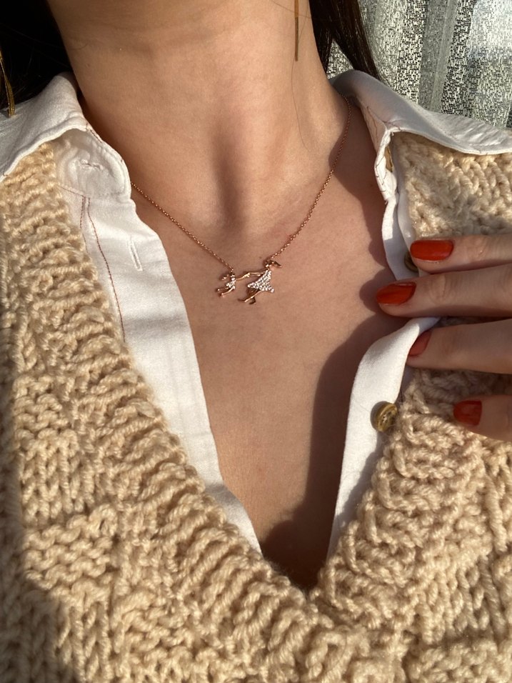 Anne - bebek tasarım 925 ayar gümüş kolye - Görsel 2