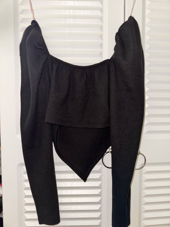 Siyah Gotik Drapeli Kadın Bluz - Görsel 2