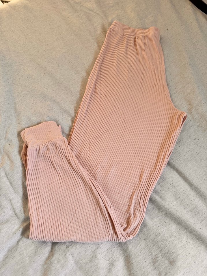 Pembe Pilili Keten Midi Pantolon - Görsel 2