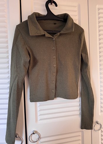 Düğmeli Uzun Kollu Yün Bej Kazak - Görsel 2