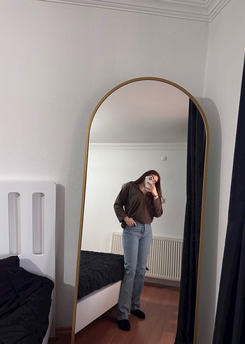 Düğmeli Gri Mavi Midi Denim Kadın Jean - Görsel 2