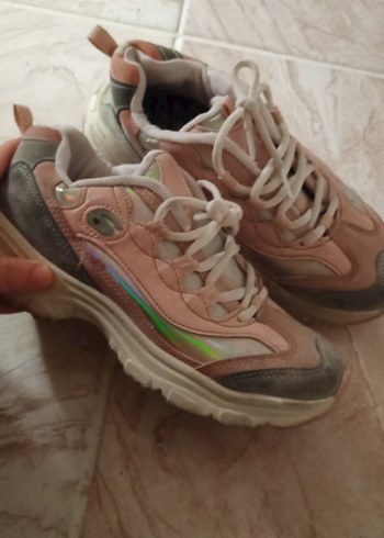 Pembe Bağcıklı Kadın Sneakers Wedge Topuklu - Görsel 2
