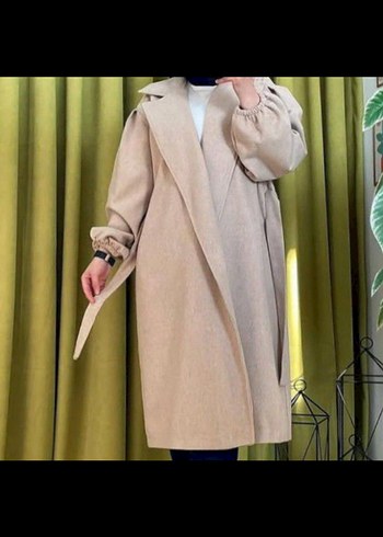 Bej Kadın Uzun Kesim Salaş Kaban - Görsel 2