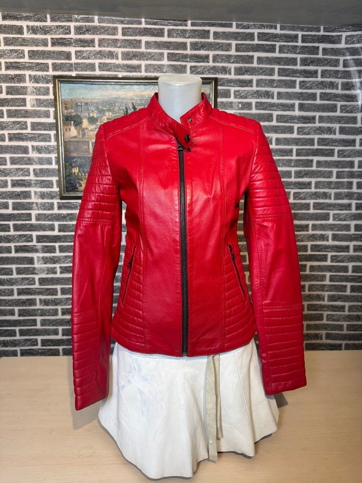 Kadın Deri Ceket Hakiki Kuzu Derisi Ceket Mont - Görsel 2