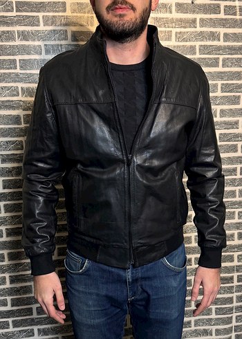 Fermuarlı Hakiki Kuzu Derisi Erkek Ceket Mont Siyah Renk - Görsel 2