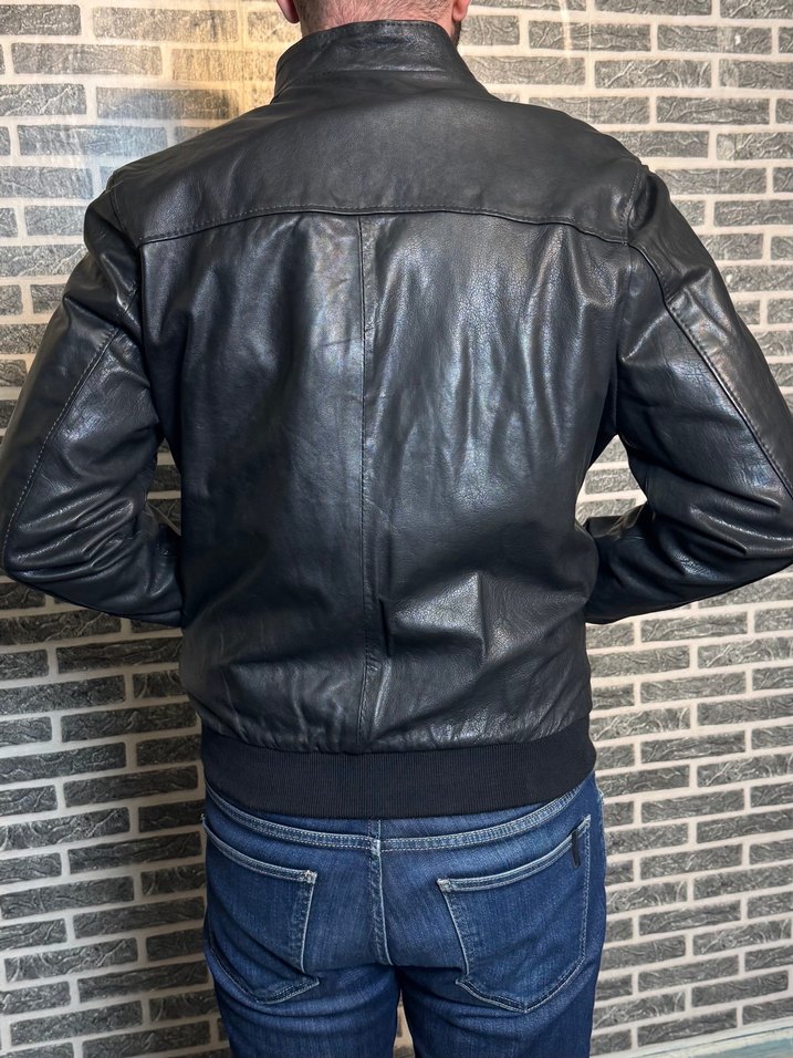 Fermuarlı Hakiki Kuzu Derisi Erkek Ceket Mont Siyah Renk - Görsel 3