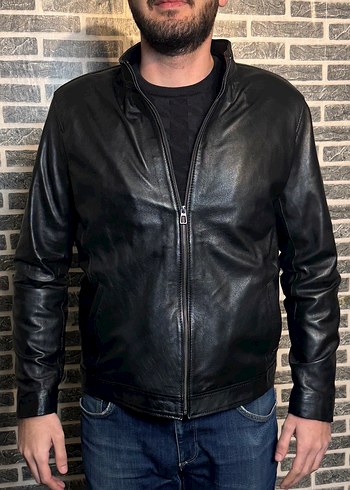 Hakiki Kuzu Derisi Erkek Ceket Mont Siyah Renk Fermuarlı - Görsel 2