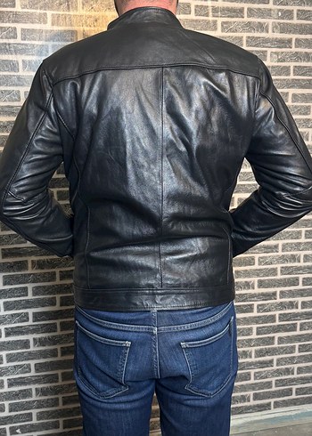 Hakiki Kuzu Derisi Erkek Ceket Mont Siyah Renk Fermuarlı - Görsel 3