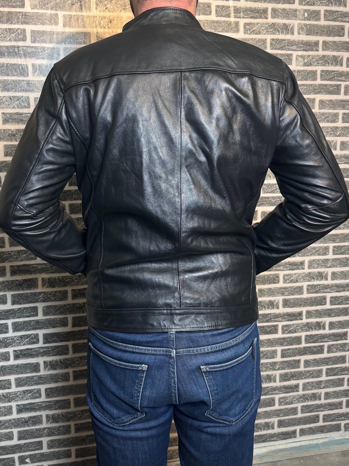 Hakiki Kuzu Derisi Erkek Ceket Mont Siyah Renk Fermuarlı - Görsel 3